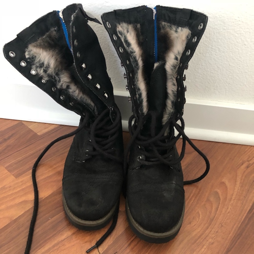 Black fur lined combat boots